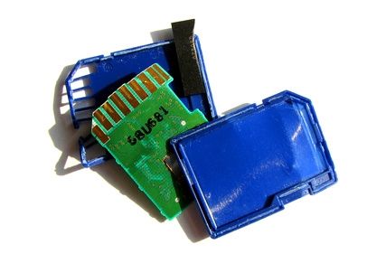 A damaged memory card.